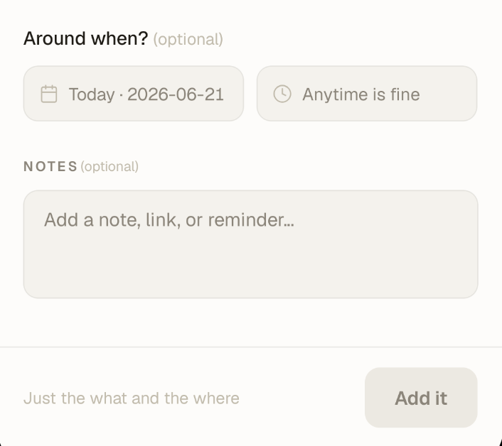 Brush — optional details: around when and notes