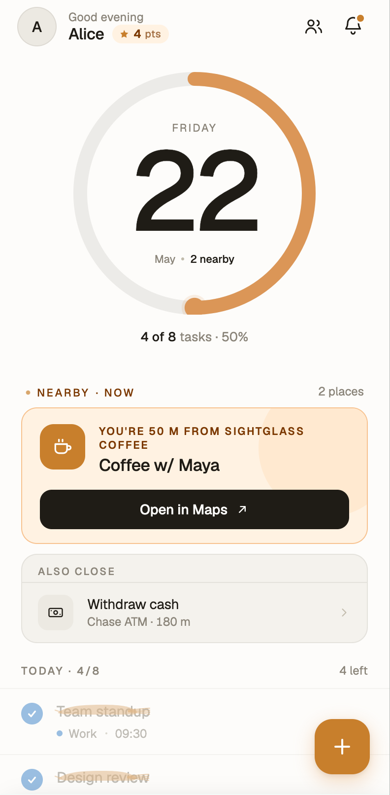 Brush light theme — Today screen